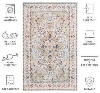 Safavieh Arizona Machine-Washable Collection ARZ126 Rug, Light Green/Beige, 2'6"x8'