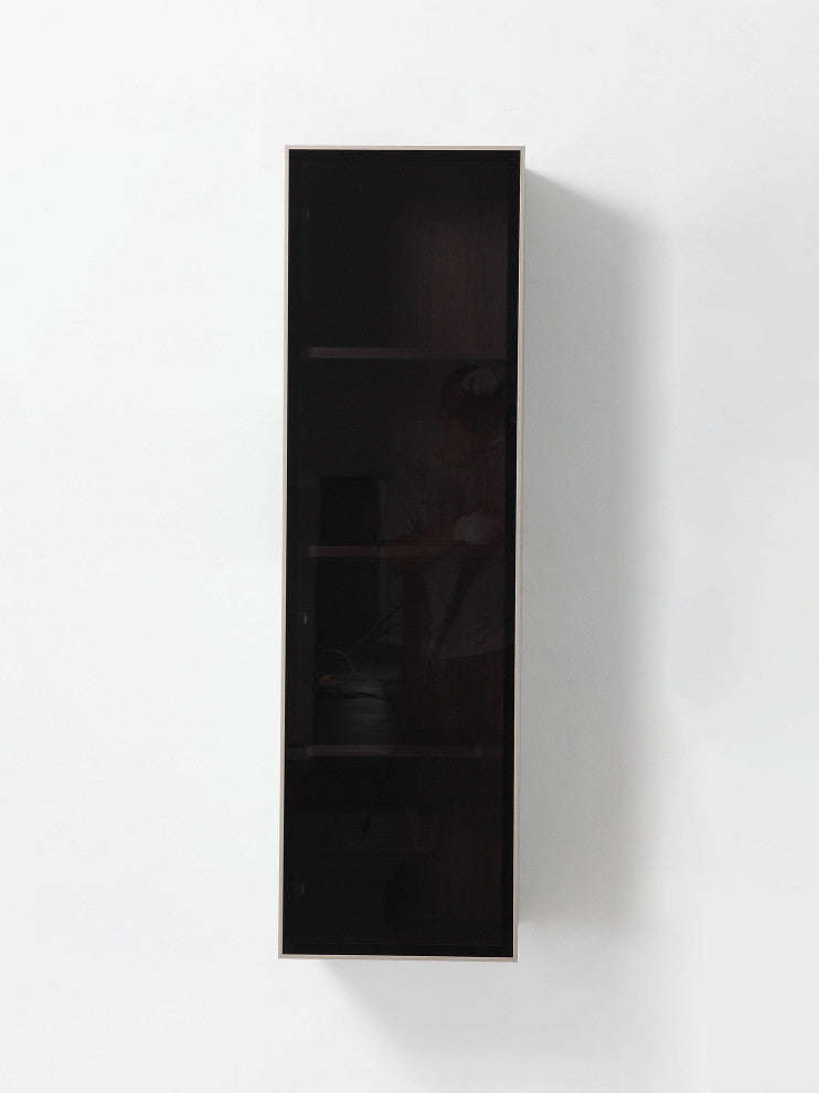 LUCE 13" Wall Mount Modern Bathroom Side Cabinet, Dark Walnut/Dark Gold