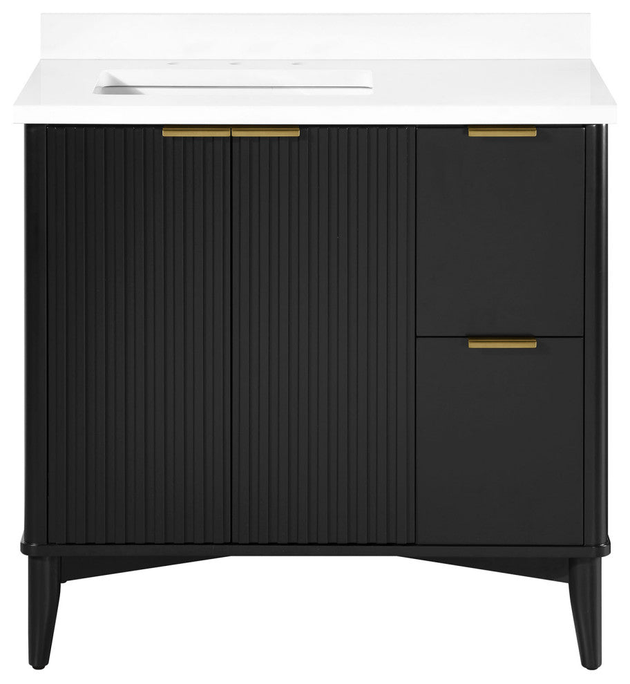 OVE Decors Gabi Single Sink Bathroom Vanity, Onyx Black, 36", Single Sink