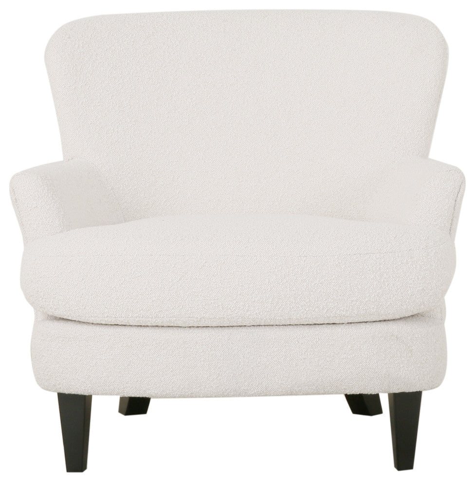 Gerald Boucle Upholstered Club Chair and Ottoman Set, Almond