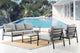 Crown 4-Piece Black Aluminum and Teak Outdoor Seating Set