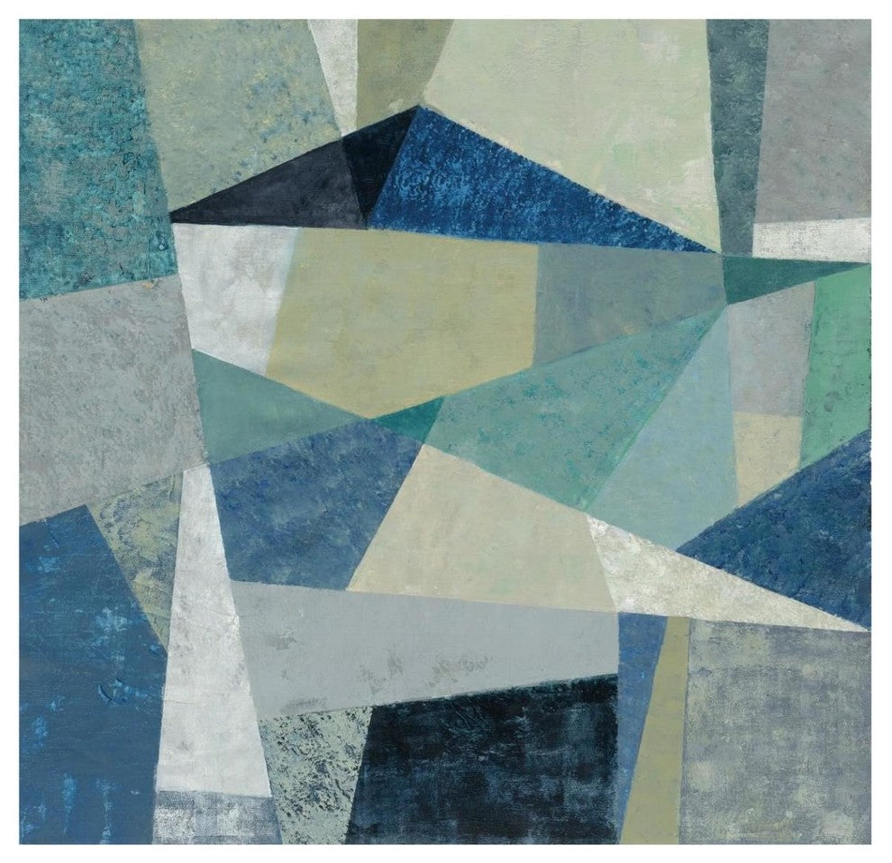 "Indigo Geo Metric" Digital Paper Print by Silvia Vassileva, 42"x42"