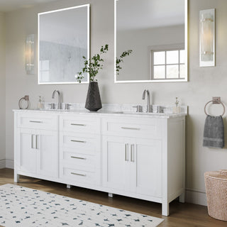 The Oswald Bathroom Vanity, Double Sink, 72', White, Freestanding