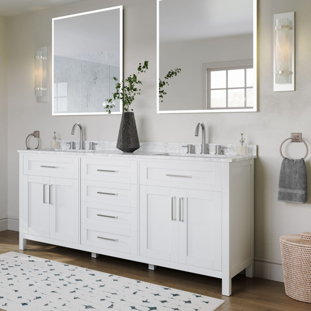 The Oswald Bathroom Vanity, Double Sink, 72', White, Freestanding