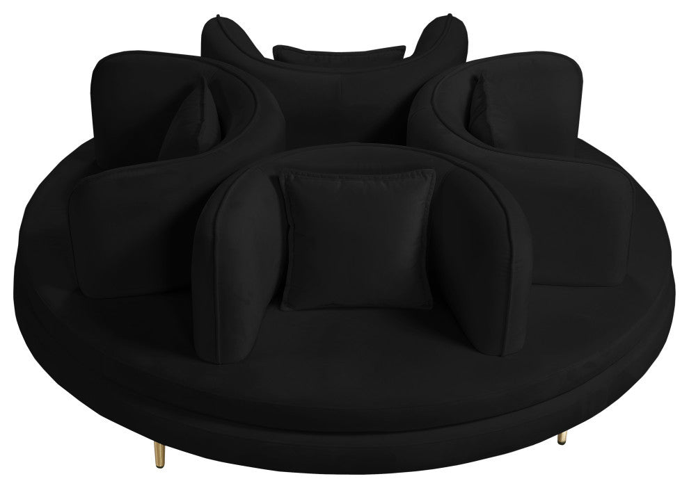Circlet Velvet Upholstered Roundabout Sofa, Black