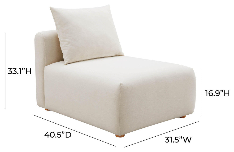 Hangover Cream Linen Modular Armless Chair - Cream