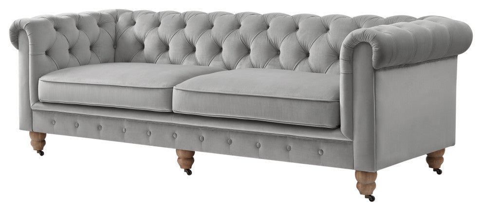 Rustic Manor Maddie Sofa Button Tufted, Gray