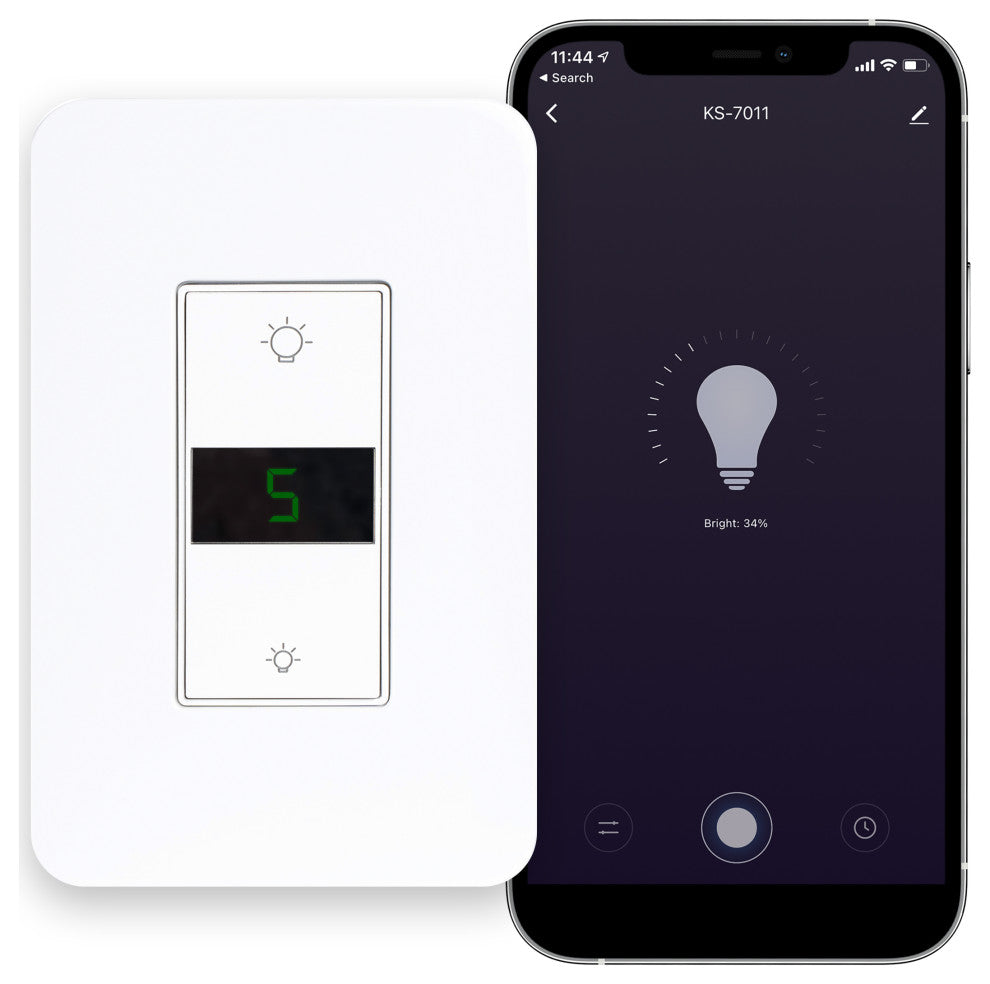 Smart Ligting LED Display Dimmer Switch WiFi Remote App Control, No Hub Required