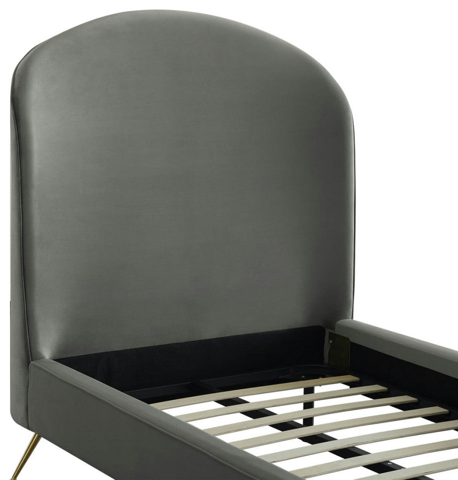 TOV Furniture Vivi Grey Velvet Bed in Twin