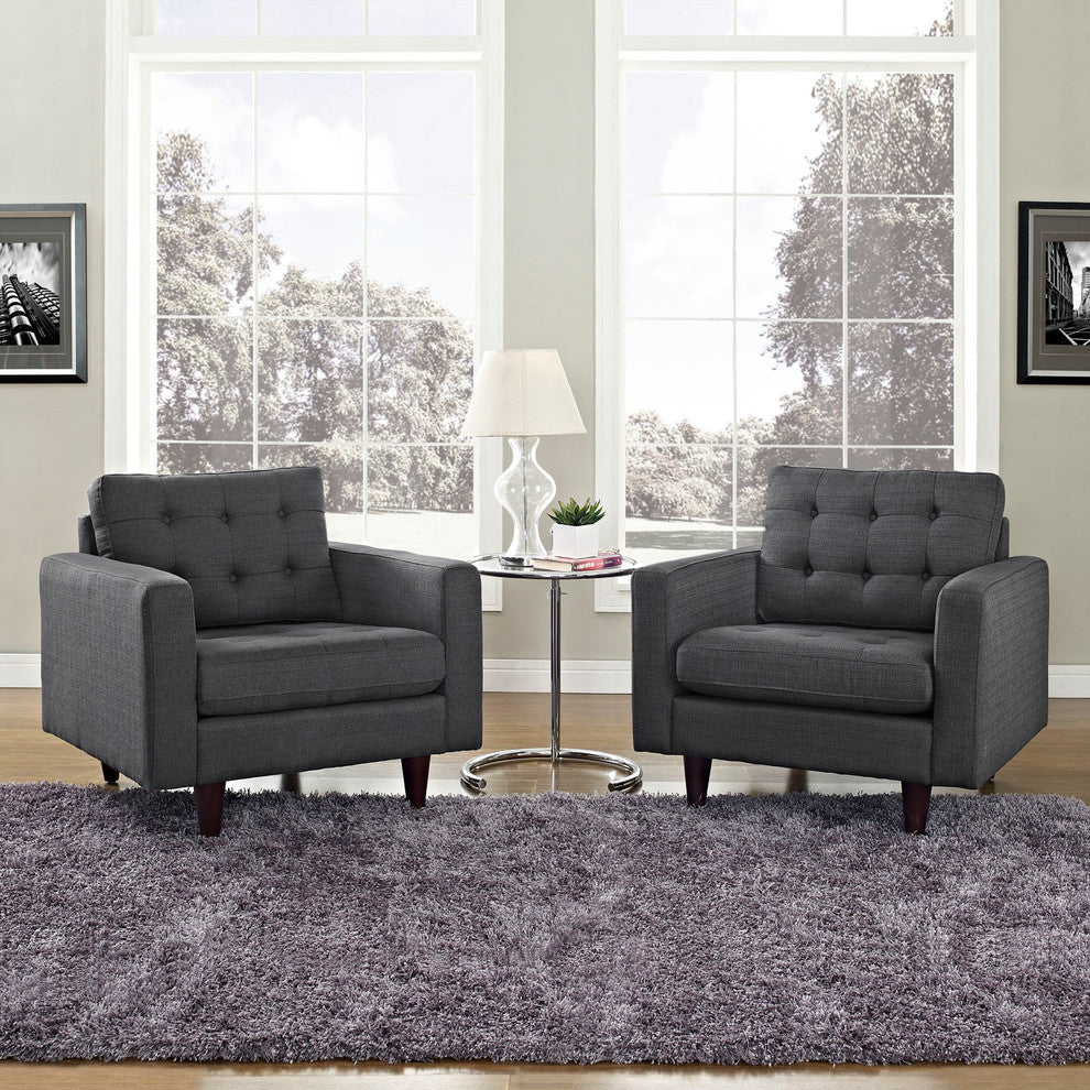 Modern Contemporary Living Room Armchair Set of 2 Gray