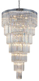 36" 34-Light Brass Metal 7-Tier Chandelier With Clear Crystals, Chrome, D36'' H72''