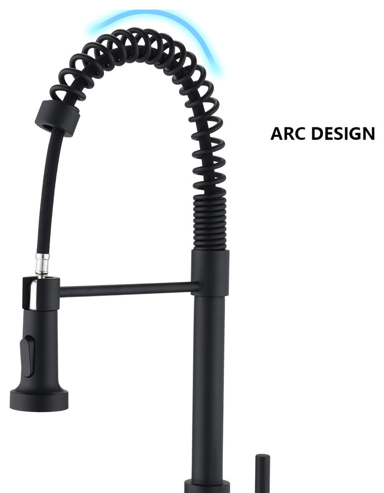 Single Handle Deck Mounted Spring Neck Kitchen Faucet with Pull Down Sprayer , M