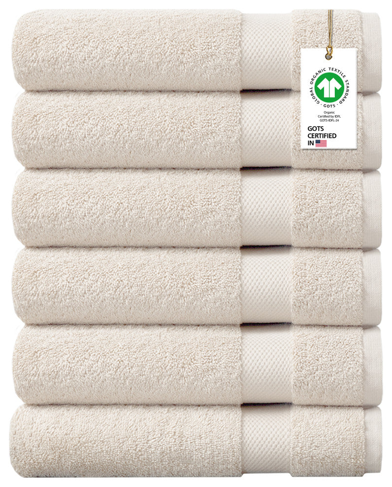 Delara Organic Cotton 650GSM Touch Quick Dry, GOTS Certified, 6-Piece Set, Ivory