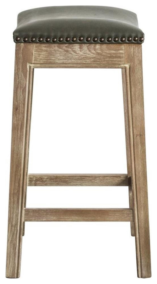 New Pacific Direct Elmo 24.5" Bonded Leather Counter Stool in Gray