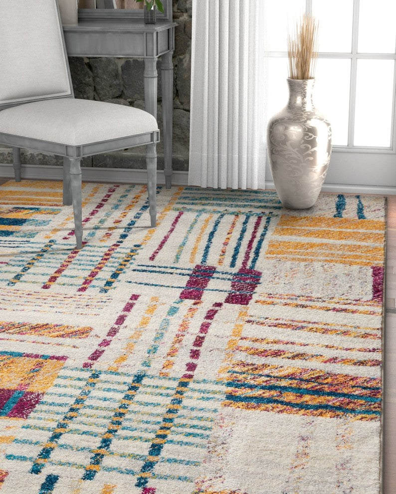Well Woven Vettore May Modern Geometric Squares And Lines Multi Area Rug