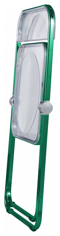 Lawrence Acrylic Folding Chair With Metal Frame, Green