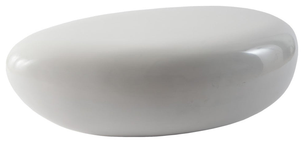 River Stone Cocktail Table Gel Coat, White, Small