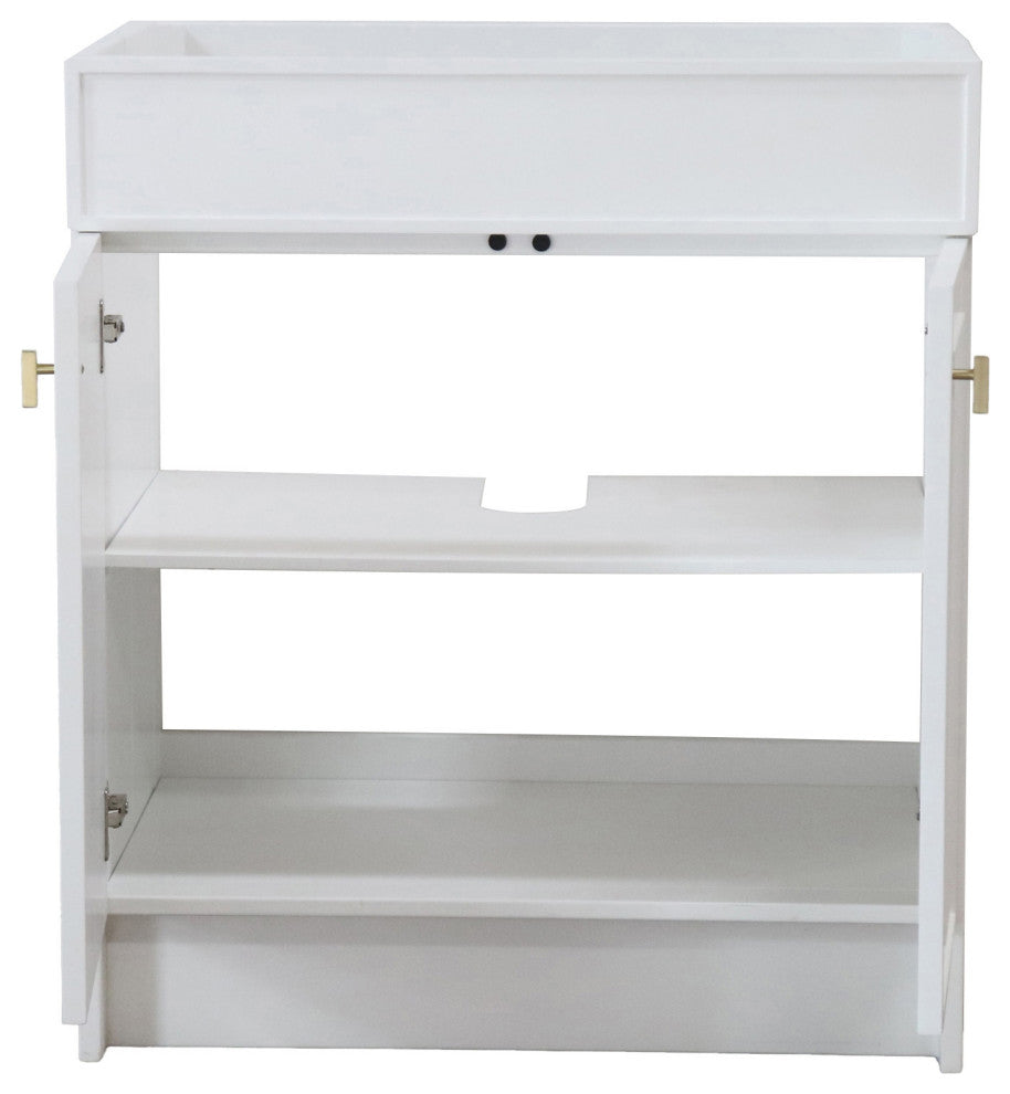 SmartFold 30" Single Sink Vanity Cabinet, White Finish, Gold Hardware