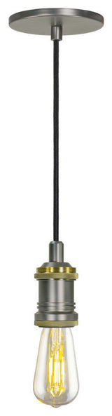 Light Line Voltage Vintage Led Pendant And Canopy Kit, Graphite With Brass Accen