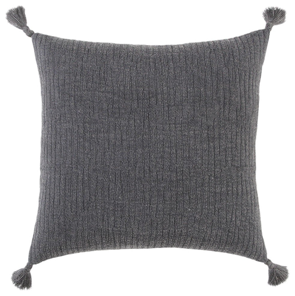 Black Solid Tonal Abstract Stripe Throw Pillow