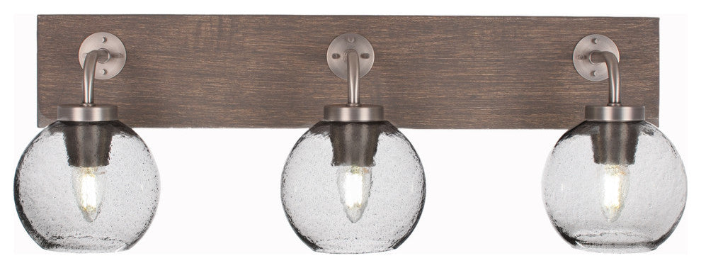 Oxbridge BathBar, GraphitePainted Distressed Wood-look Metal, 5.75" Clear Bubble