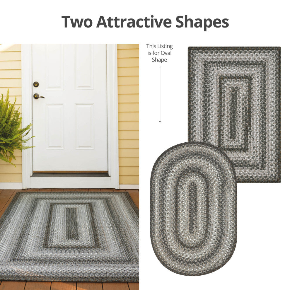 Homespice Decor 4 x 6' Oval Graphite Ultra Durable Braids
