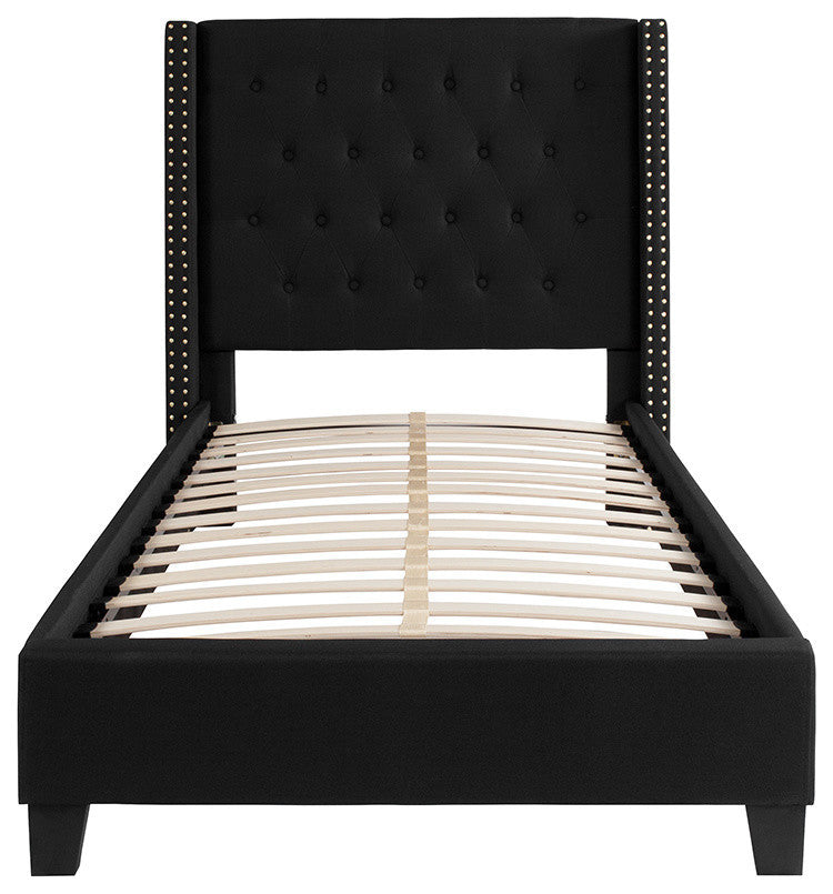 Riverdale Twin Size Tufted Platform Bed, Black