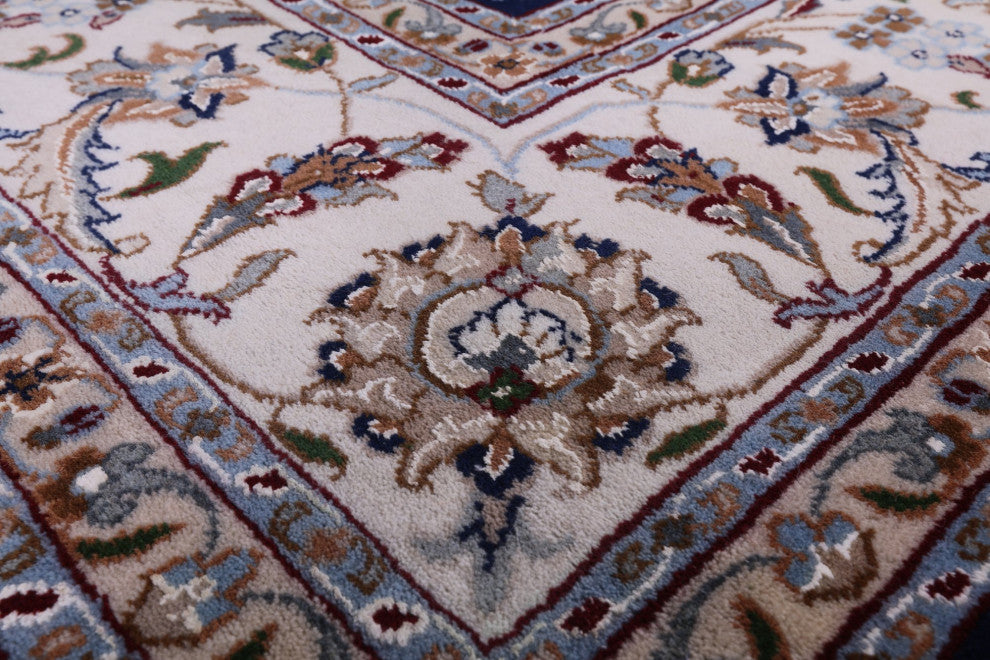 7' 10" X 10' 2" Persian Nain Wool and Silk Handmade Rug Q9315