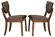 Set of 2 Wooden Dining Chair, Walnut And Dark Chocolate