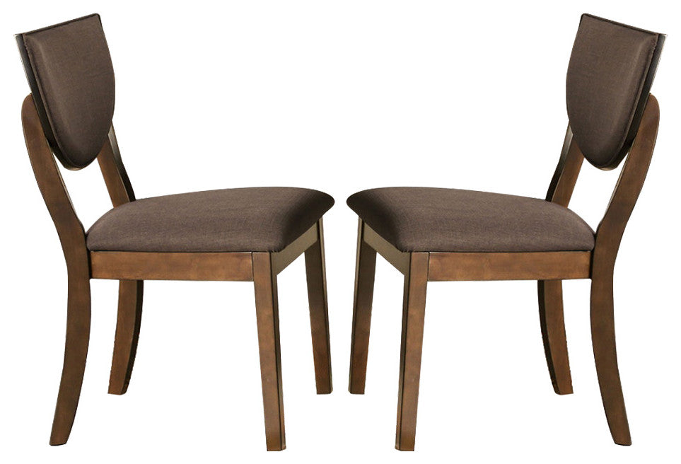 Set of 2 Wooden Dining Chair, Walnut And Dark Chocolate