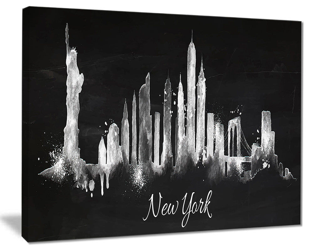 "New York Dark Silhouette" Canvas Print