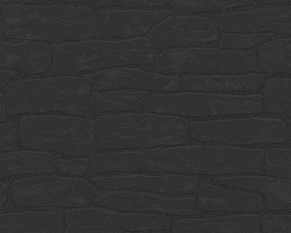 Faux Textured Wallpaper, Black, One Roll
