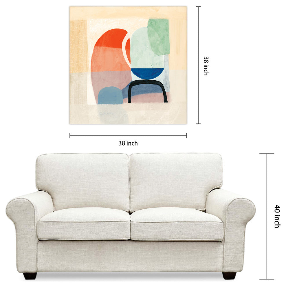"Multiform II" Abstract Wall Art on Frameless Free Floating Tempered Glass