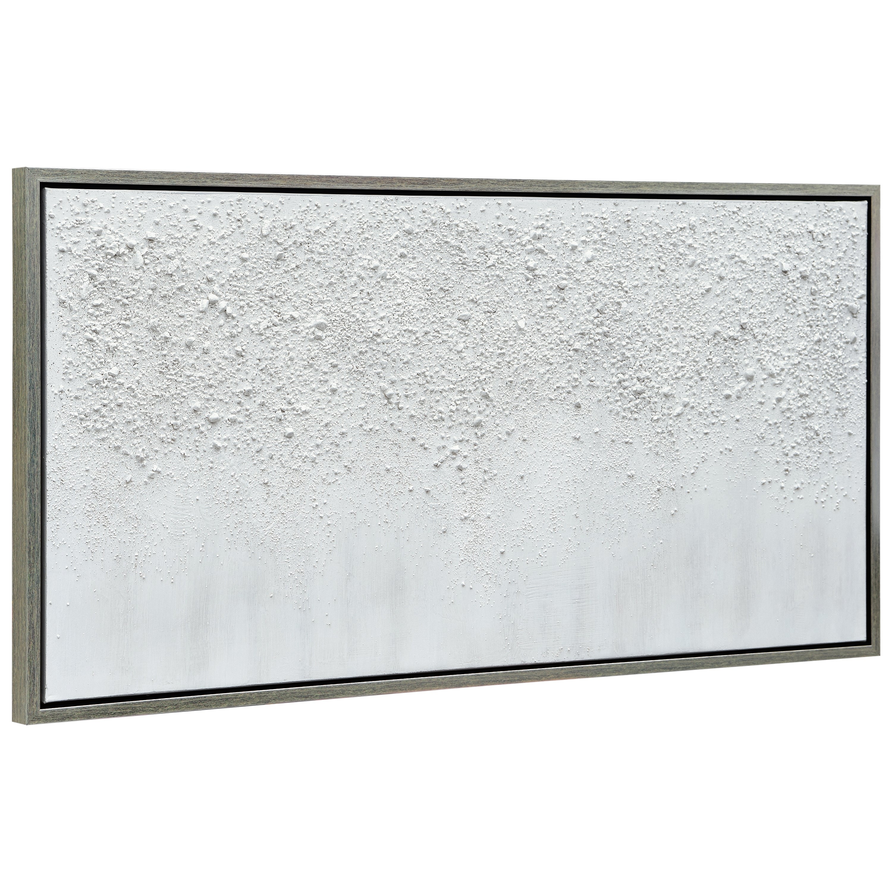White Snow B Textured Metallic Hand Painted Wall Art Framed Canvas
