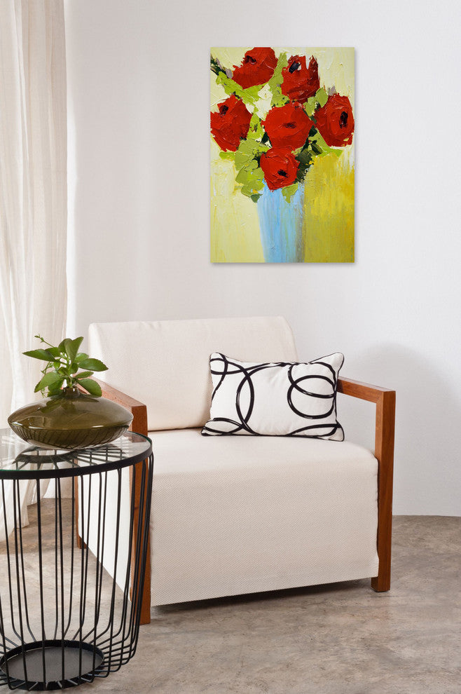 "Bouquet of Red" Painting Print on Wrapped Canvas, 12"x18"