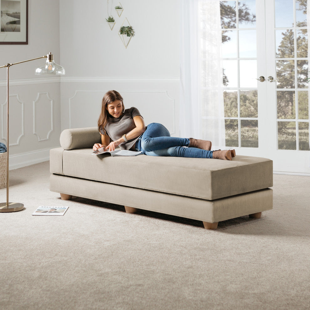 Alon Daybed Queen Size Convertible Sleeper, Ivory