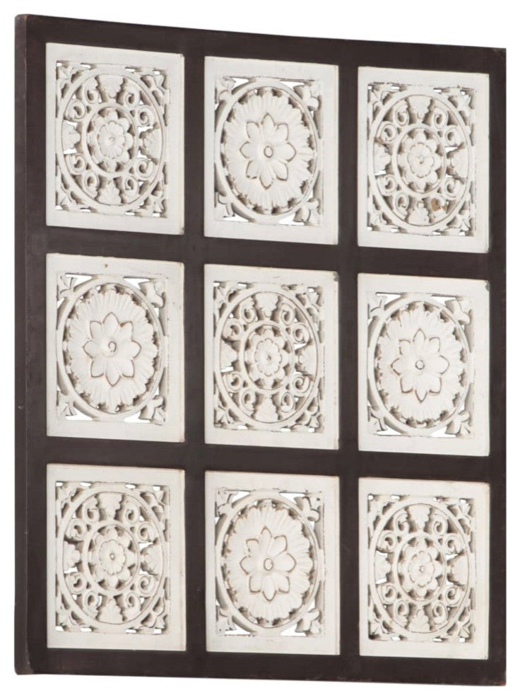 Vidaxl Hand-Carved Wall Panel Mdf 23.6"x23.6"x0.6" Brown And White