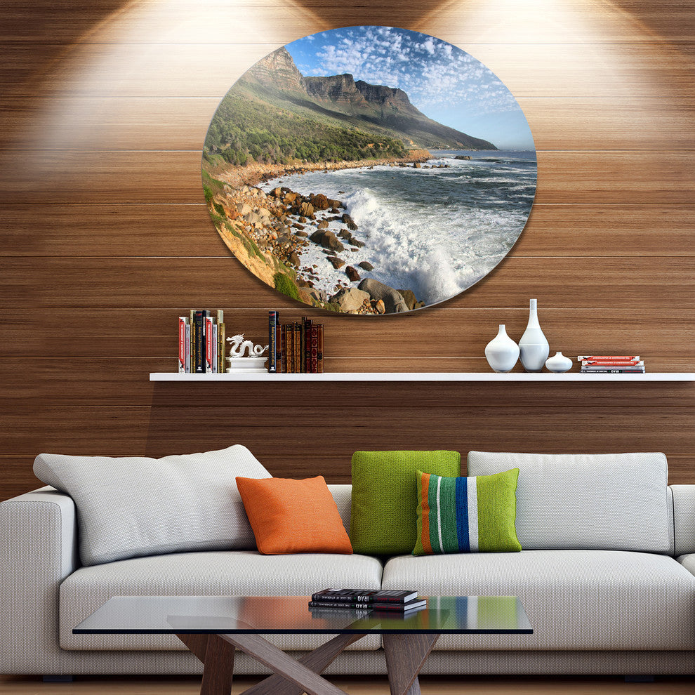 Beautiful South African Seashore, Seashore Disc Metal Wall Art, 36"