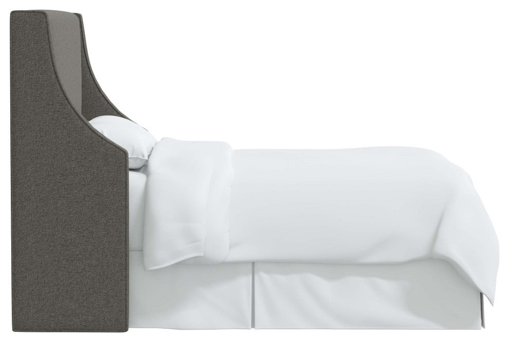 Fully Upholstered Wingback Headboard, Zuma Charcoal, Full