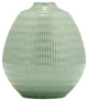 Ceramic 7", Stripe Oval Vase, Dark Sage