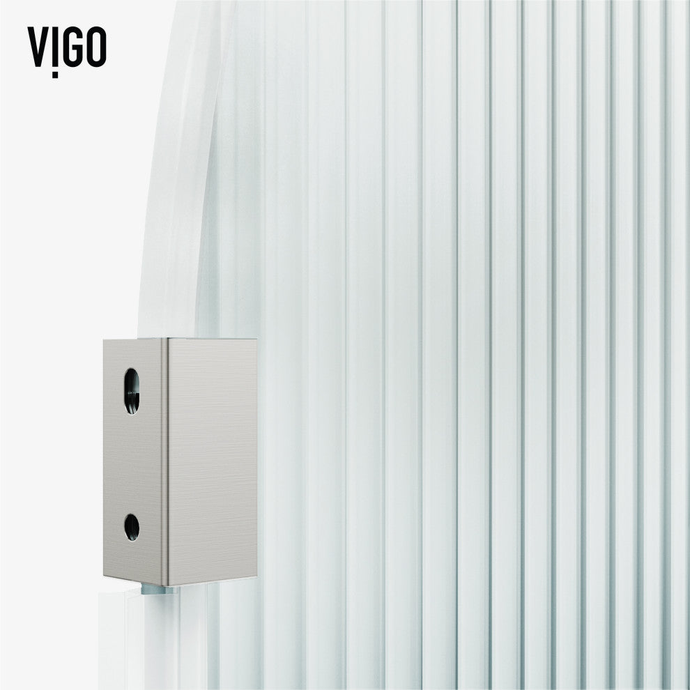 VIGO Arden 34" W x 78" H Frameless Fixed Shower Screen, Stainless Steel, Fluted Glass