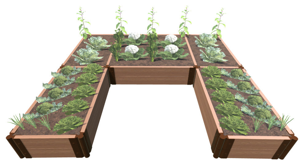 Classic Sienna Walk-In U-Shape Ft. Bragg 8'x8'x11" Raised Garden Bed, 2"