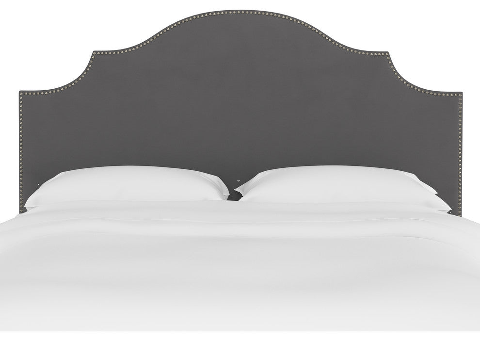 Brenson Full Nail Button Notched Headboard, Premier Charcoal
