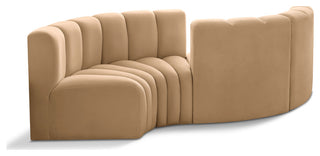 Arc Velvet Upholstered 4-Pc. Facing Modular Sectional, Camel