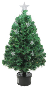 3' Pre-Lit Fiber Optic Artificial Christmas Tree With Stars