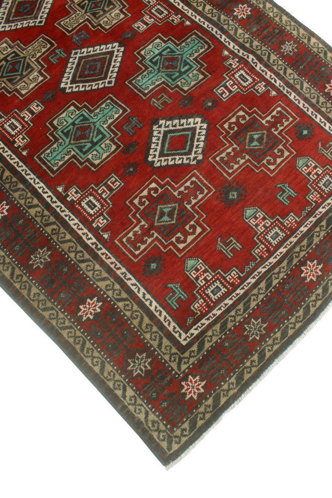 Vintage Distressed Bryant Red/Charcoal Rug, 3'8x6'7