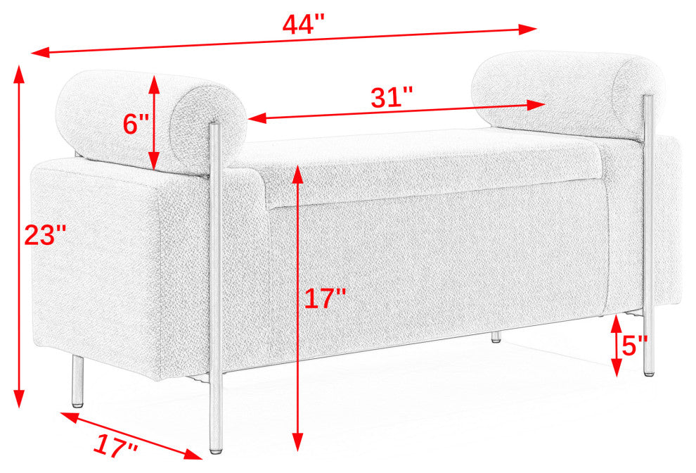 Gewnee Elegant Upholstered Linen Storage Bench