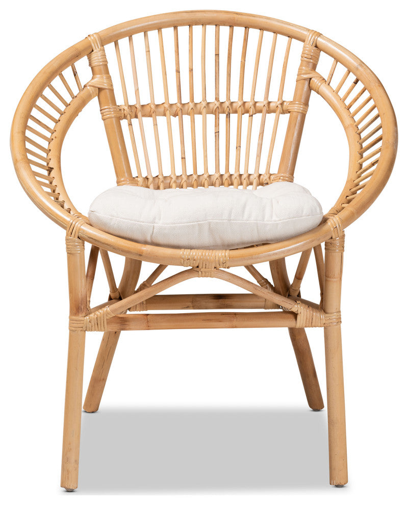 Lindy Modern Rattan Dining Chair, Natural Brown