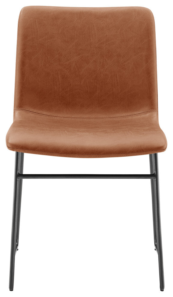 Bruce PU Dining Side Chair,, Set of 2, Toasted Caramel