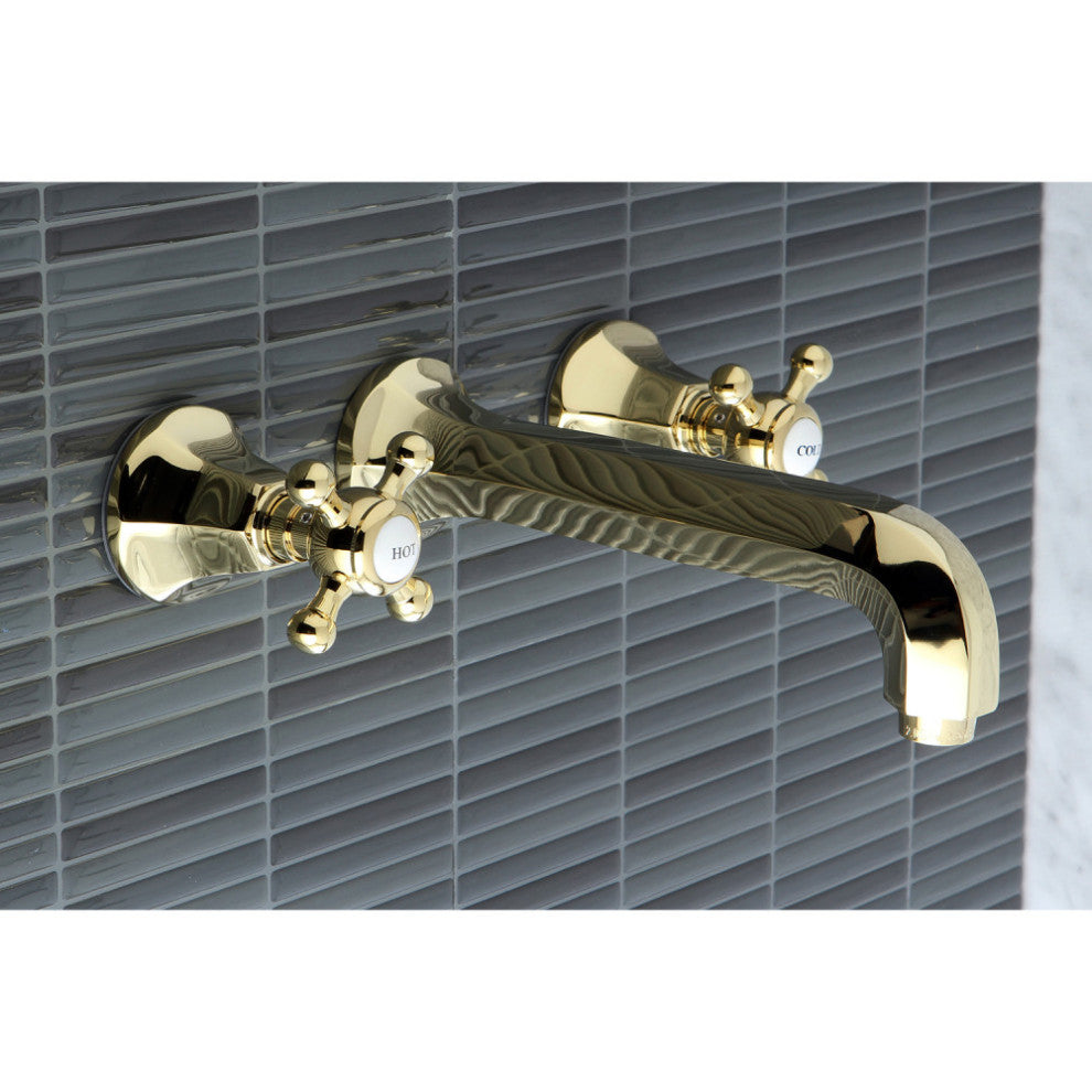 Kingston Brass Wall Mount Bathroom Faucet, Polished Brass